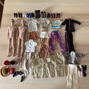 Vintage 1960's 2X Ken Doll Flocked Hair Blue Eyes & Clothing & Accessories Lot